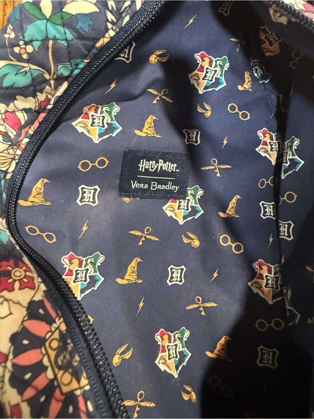 Vera Bradley Navy Floral Quilted Crossbody Sling Bag - Picture 13 of 15